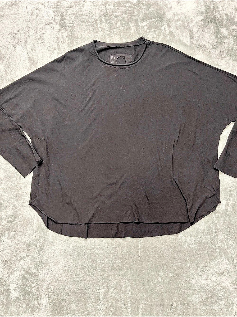 NEW Frank & Eileen L 100% Supima Cotton Black Long Sleeve Oversized Blouse